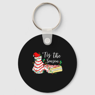Tis The Season Funny Christmas Tree Snack Cake Xma Key Ring