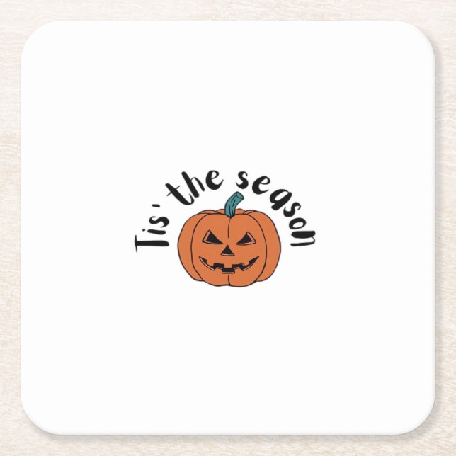 Tis The Season Funny Sloth Design Square Paper Coaster (Front)