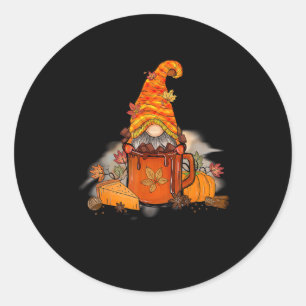 Tis The Season Gnomie Fall Coffee Retro Vintage Th Classic Round Sticker