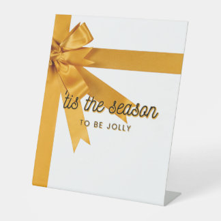Tis The Season Gold Pedestal Sign