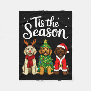 Tis The Season Goldendoodle Christmas Santa Doodle Fleece Blanket