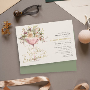 Tis the Season Green Moss Winter Bridal Shower  Invitation