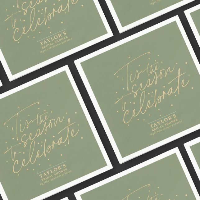 Tis the Season Green Moss Winter Bridal Shower  Napkin (Creator Uploaded)