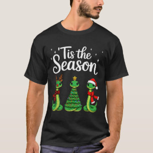 Tis The Season Green Snake Christmas Santa  T-Shirt