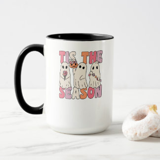 Tis The Season Groovy Ghost With Vintage Flowers Mug