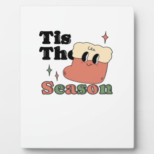Tis The Season Groovy Retro Vintage Christmas Matc Plaque