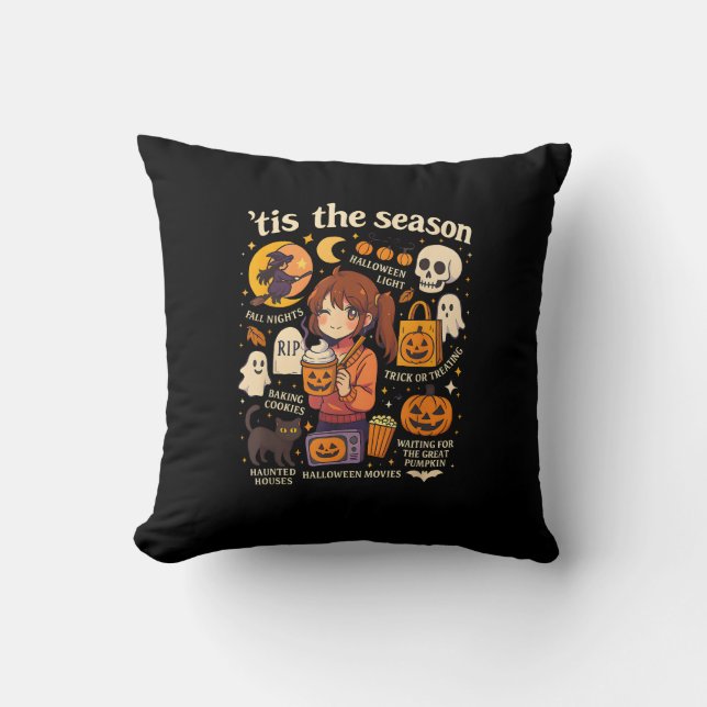 Tis The Season Halloween Anime Icons Fall Design Cushion (Front)