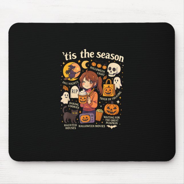 Tis The Season Halloween Anime Icons Fall Design Mouse Mat (Front)