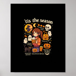 Tis The Season Halloween Anime Icons Fall Design Poster