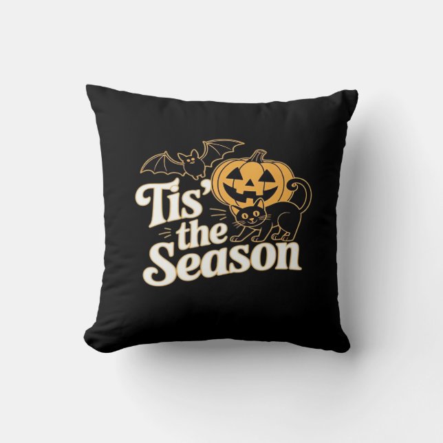 Tis The Season Halloween Bats Pumpkin Fall Funny C Cushion (Front)
