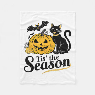 Tis The Season Halloween Bats Pumpkin Fall Funny C Fleece Blanket