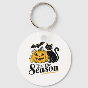 Tis The Season Halloween Bats Pumpkin Fall Funny C Key Ring