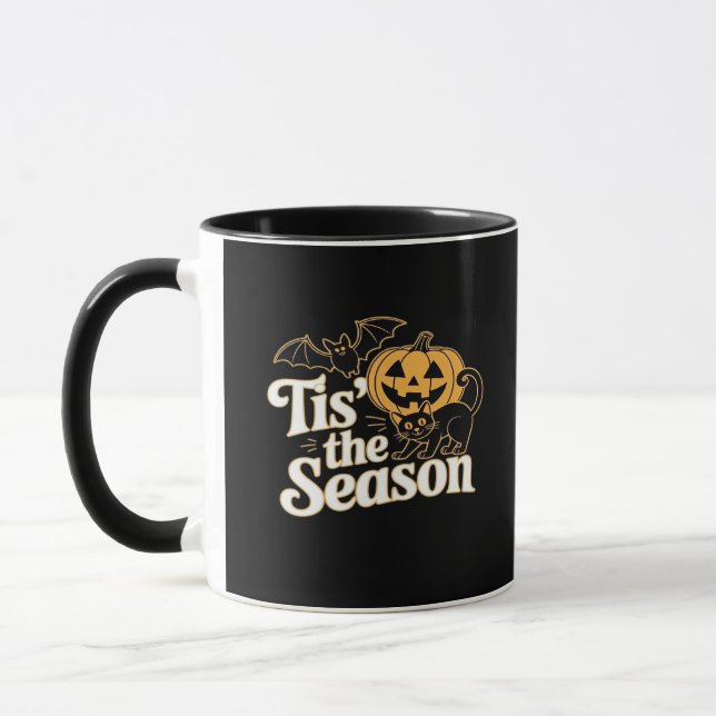 Tis The Season Halloween Bats Pumpkin Fall Funny C Mug (Left)