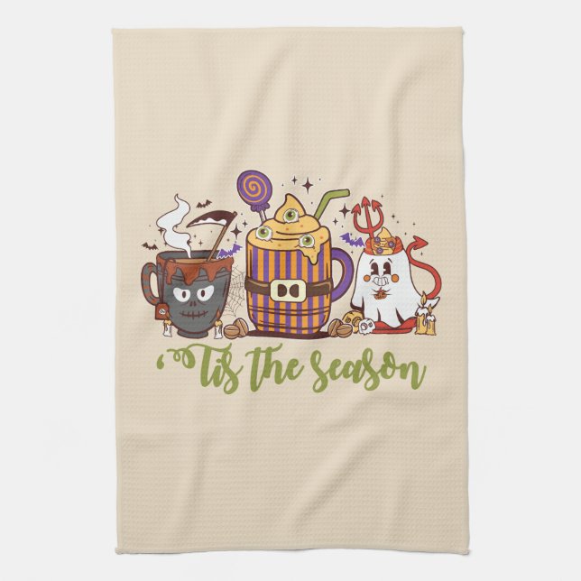 ‘Tis the Season Halloween Cup Trio Tea Towel (Vertical)