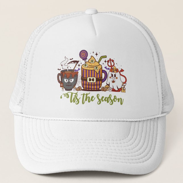 ‘Tis the Season Halloween Cup Trio Trucker Hat (Front)