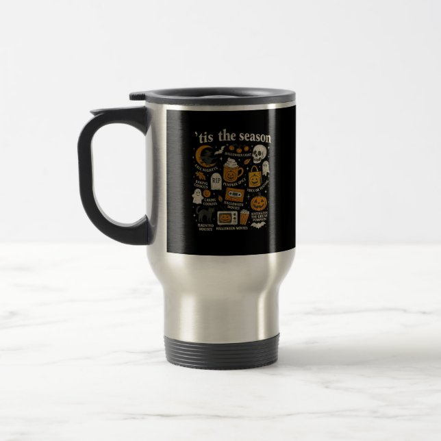 Tis The Season Halloween Icons Fall Design Travel Mug (Left)