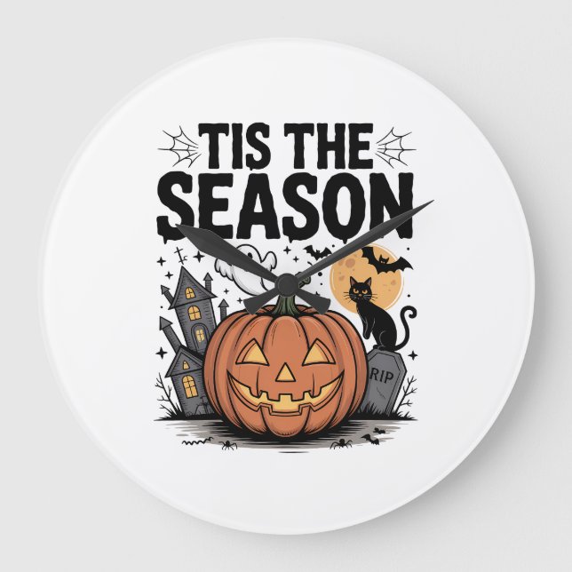Tis the Season Halloween Large Clock (Front)