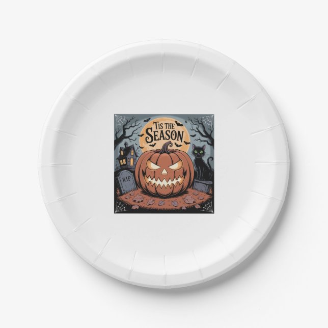 Tis the Season Halloween Paper Plate (Front)
