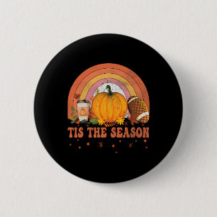 Tis The Season Halloween Pumpkin Coffee Footbyll F 6 Cm Round Badge