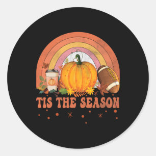Tis The Season Halloween Pumpkin Coffee Footbyll F Classic Round Sticker