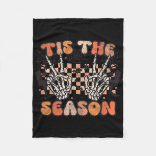 Tis The Season Halloween Skeleton Costume Retro Gr Fleece Blanket