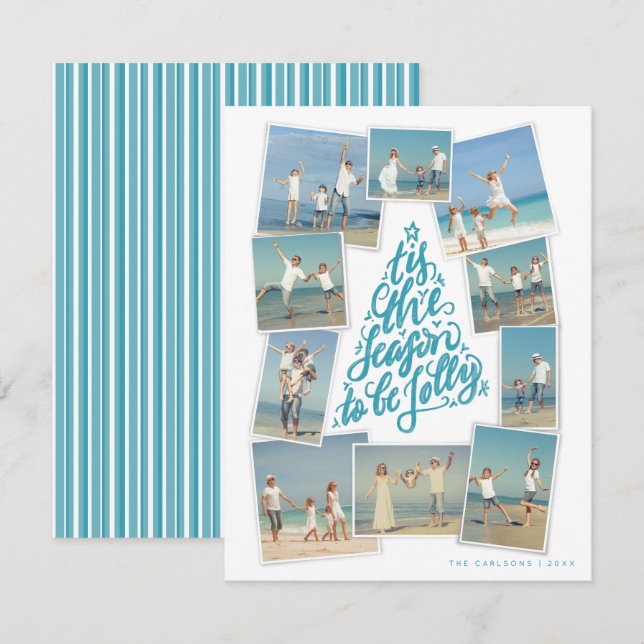 Tis the Season hand-lettered tree photo collage (Front/Back)
