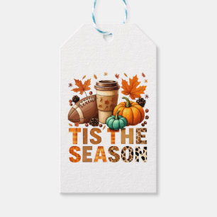 Tis the season Herbstzeit mit Football und Kaffee Gift Tags