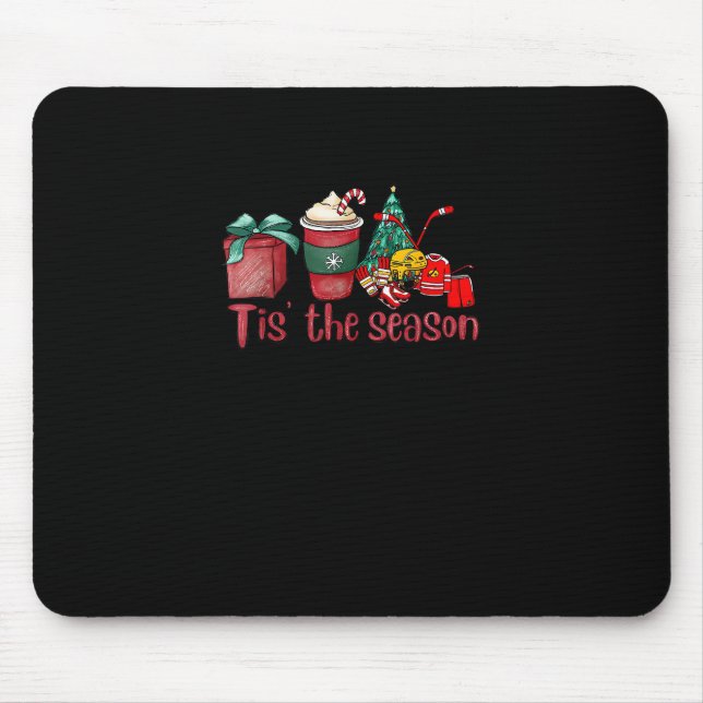 Tis The Season Hockey Christmas Coffee Santa Mouse Mat (Front)