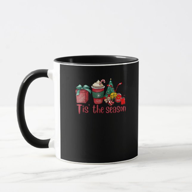 Tis The Season Hockey Christmas Coffee Santa Mug (Left)