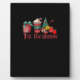 Tis The Season Hockey Christmas Coffee Santa Plaque
