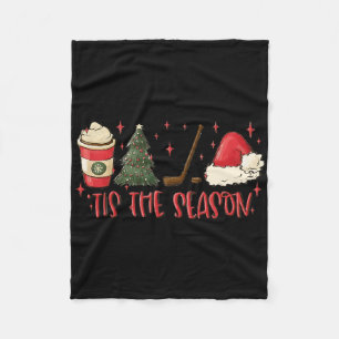Tis The Season Hockey Christmas Sports Hockey Mom Fleece Blanket