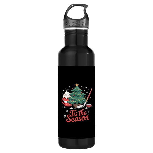 Tis The Season Hockey Coffee Tree Hockey Christmas 710 Ml Water Bottle (Front)