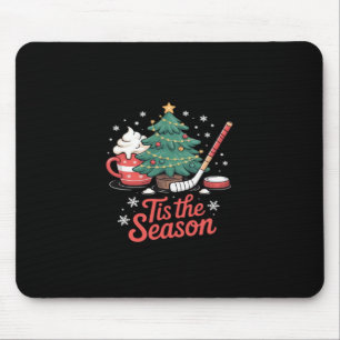 Tis The Season Hockey Coffee Tree Hockey Christmas Mouse Mat