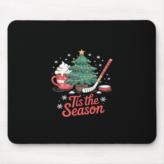 Tis The Season Hockey Coffee Tree Hockey Christmas Mouse Mat (Front)