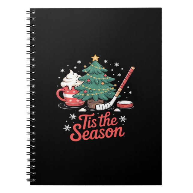 Tis The Season Hockey Coffee Tree Hockey Christmas Notebook (Front)