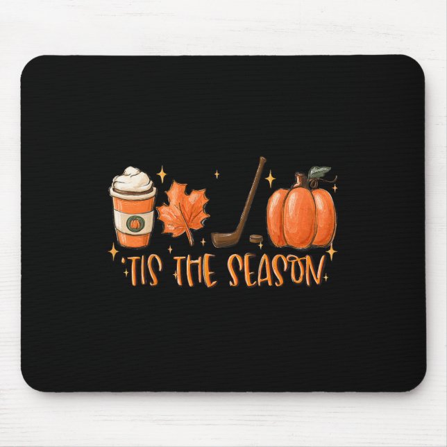 Tis The Season Hockey Latte Leaves Hello Pumpkin H Mouse Mat (Front)