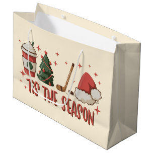 Tis The Season Hockey Winter Sports Holiday Large Gift Bag