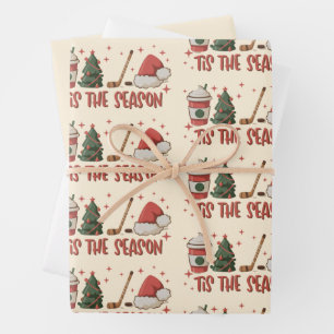 Tis The Season Hockey Winter Sports Holiday  Wrapping Paper Sheet