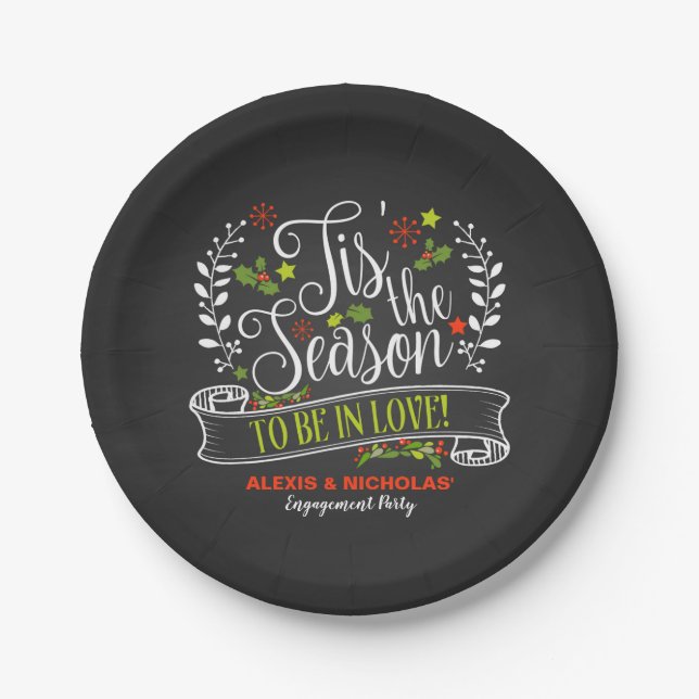 Tis the Season Holiday/Christmas Engagement Plate (Front)