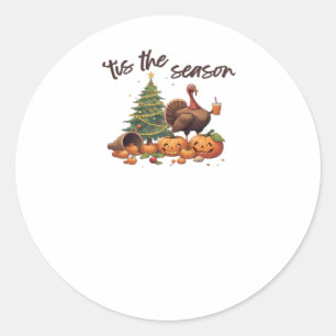 Tis The Season Holiday Mashup Classic Round Sticker