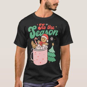 Tis The Season Hot Cocoa Gingerbread Groovy Retro T-Shirt