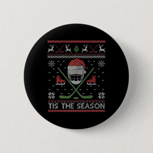 Tis The Season Ice Hockey Ugly Christmas Sweater M 6 Cm Round Badge