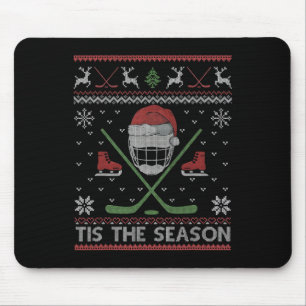 Tis The Season Ice Hockey Ugly Christmas Sweater M Mouse Mat