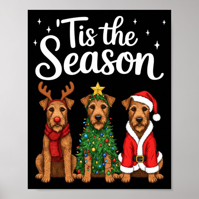 Tis The Season Irierrier Christmas Santa Dog Lover Poster (Front)
