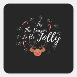 Tis The Season Jolly Square Sticker