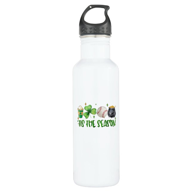 Tis The Season Latte Patricks Day Baseball 710 Ml Water Bottle (Front)