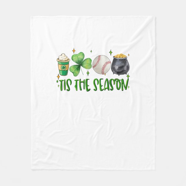 Tis The Season Latte Patricks Day Baseball Fleece Blanket (Front)