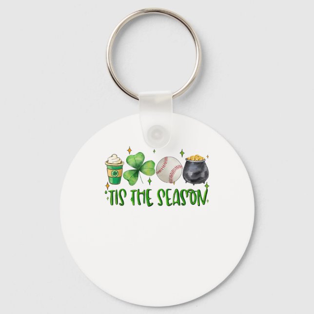 Tis The Season Latte Patricks Day Baseball Key Ring (Front)
