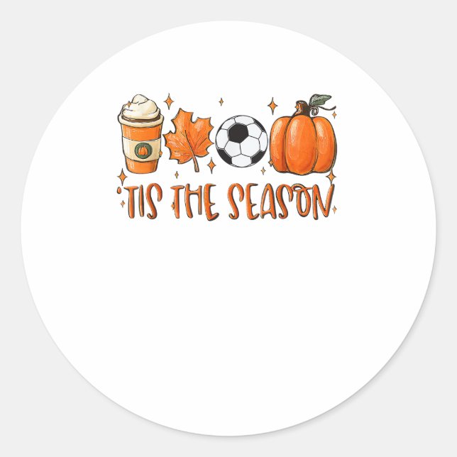 Tis The Season Leaf Latte Autumn Football Classic Round Sticker (Front)