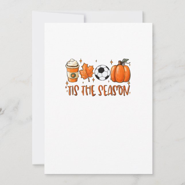 Tis The Season Leaf Latte Autumn Football Holiday Card (Front)
